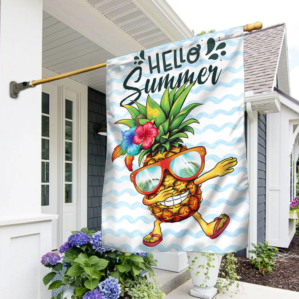 Funny Pineapple Hello Summer Flag