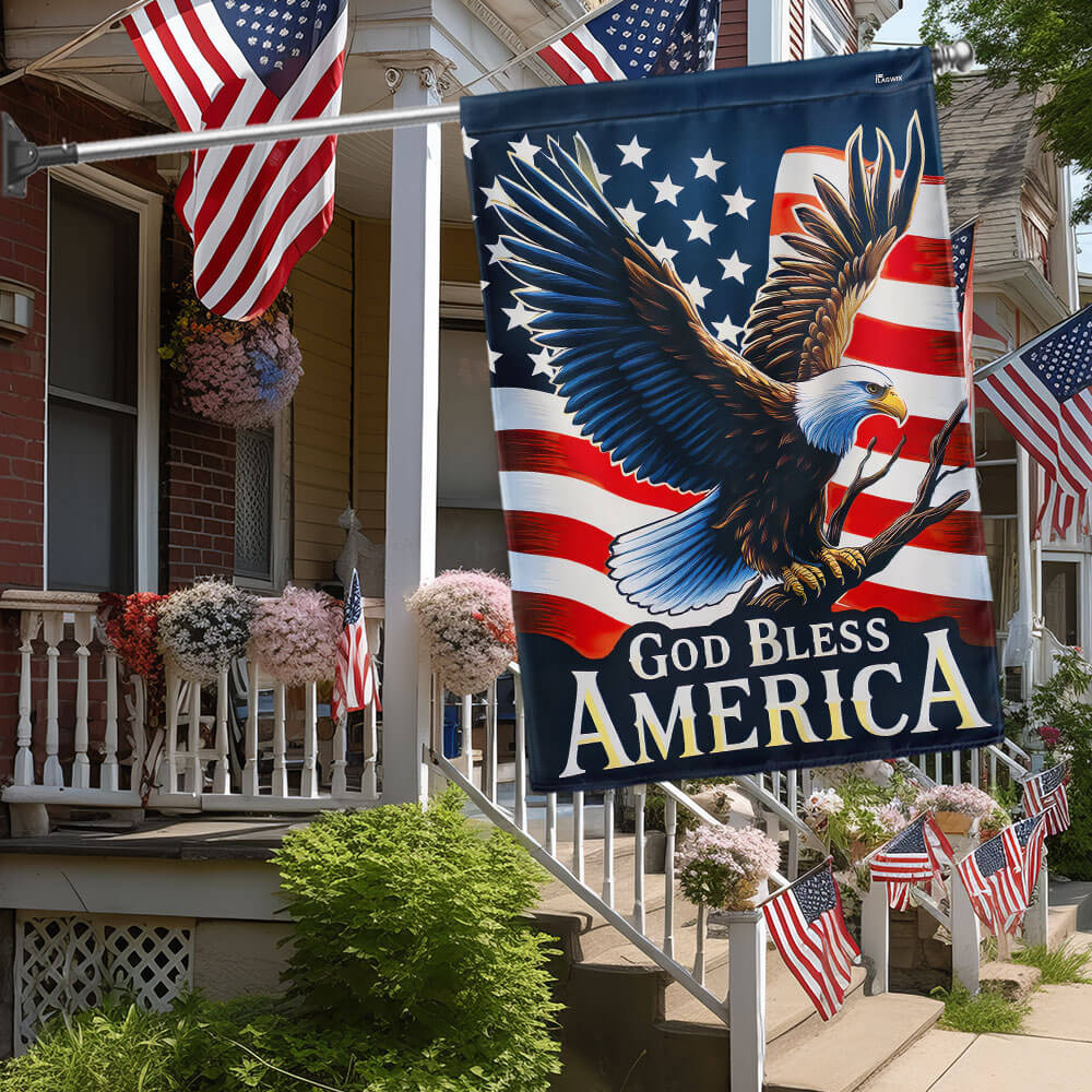 God Bless America Patriotic Eagle Independence Day 4th Of July Flag