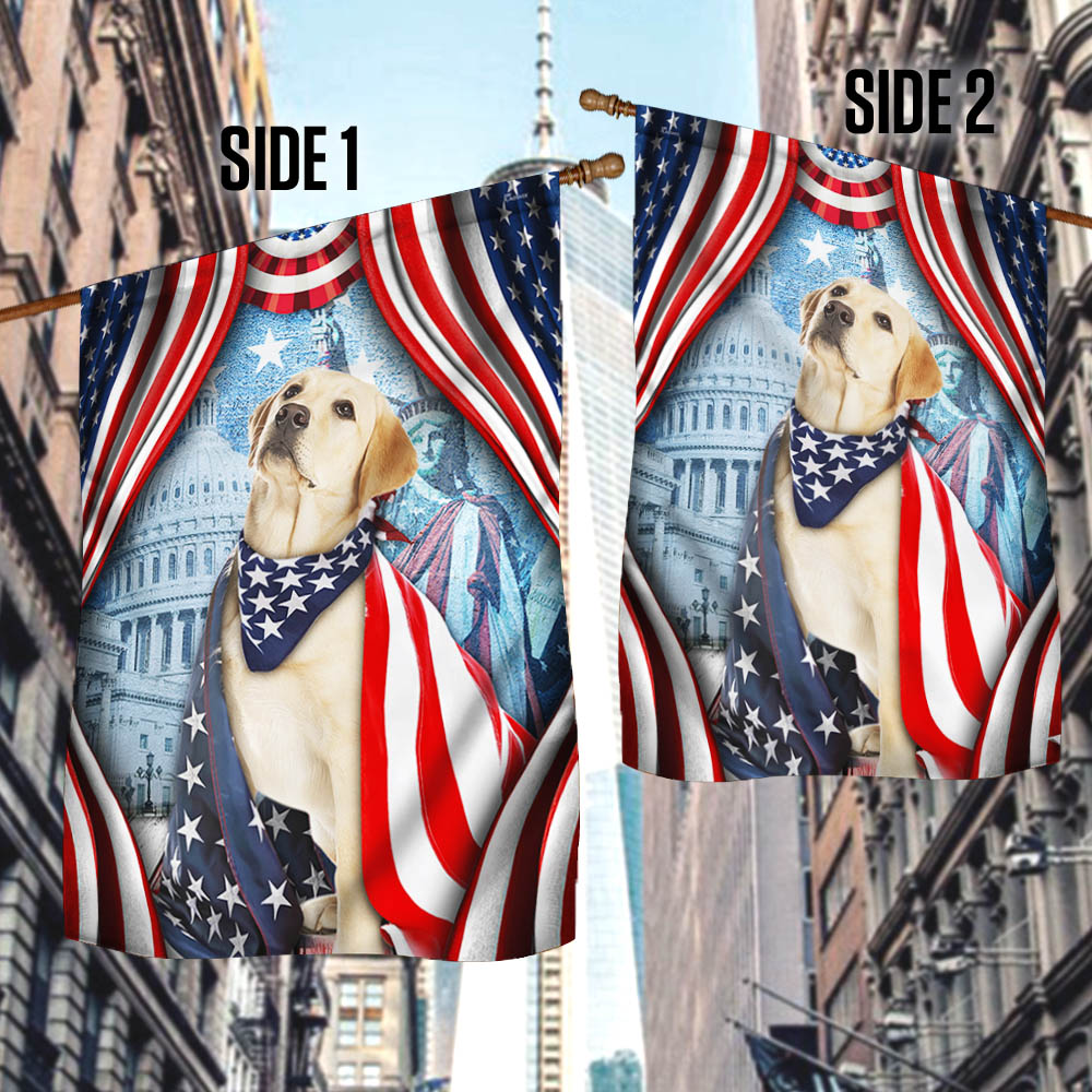 Happy 4th Of July. Labrador Retriever American Flag