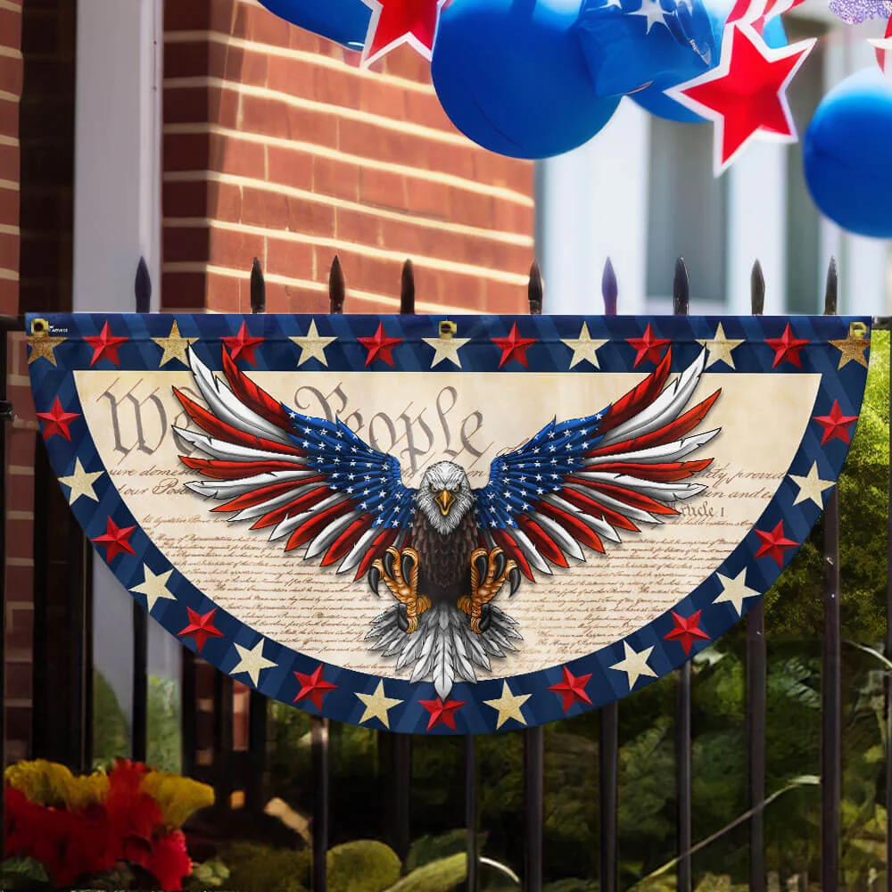 July 4th Flag We The People Patriotic Eagle American Non-Pleated Fan Flag