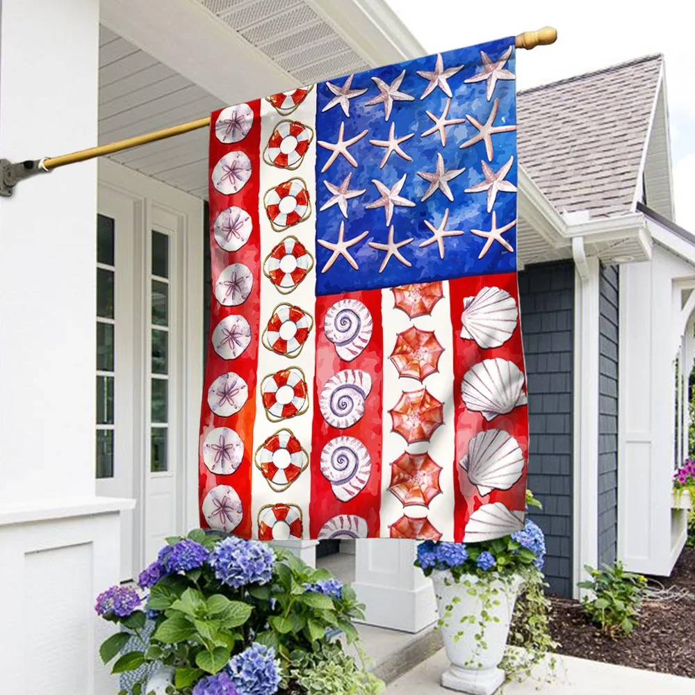 Patriotic Summer Beach Starfish American Flag