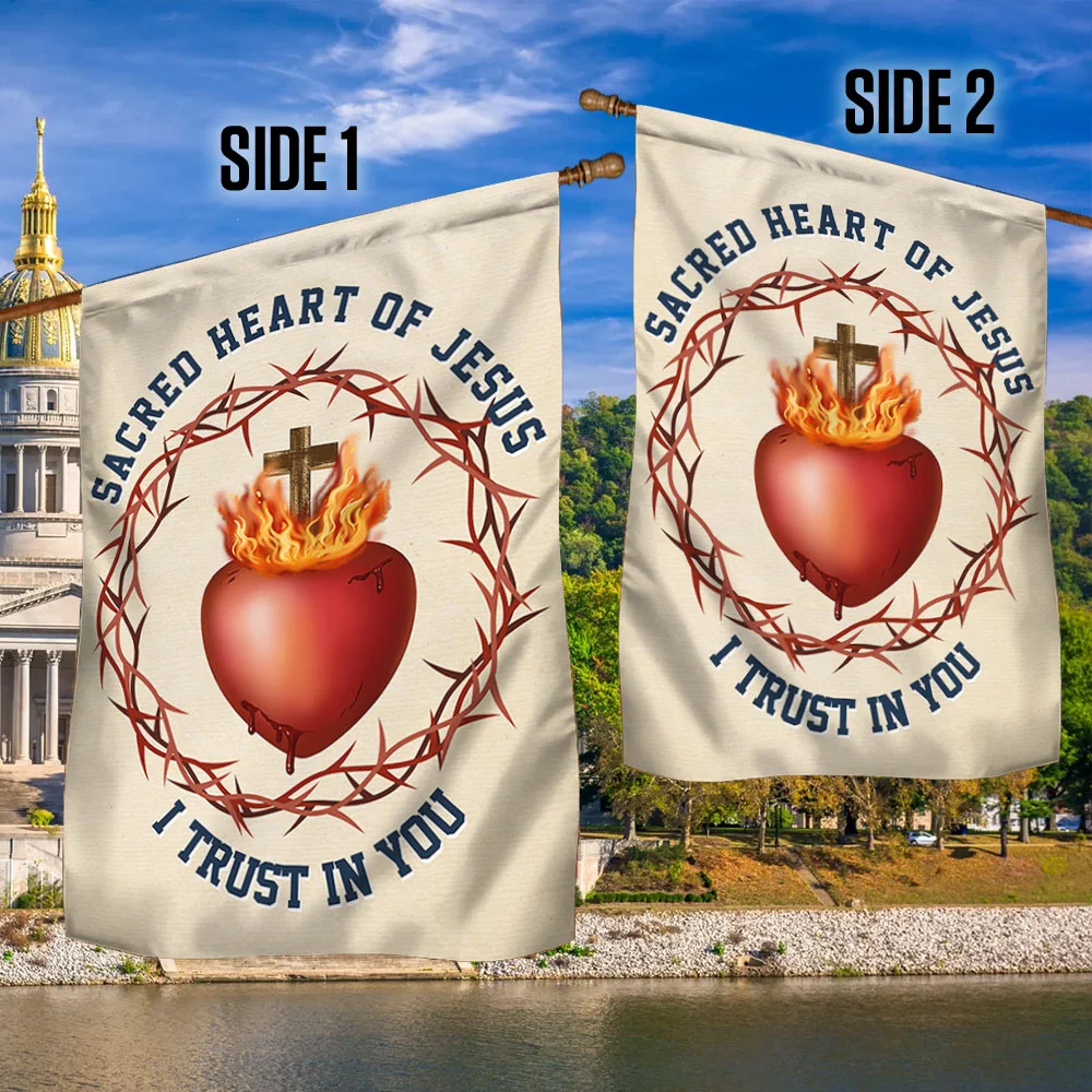 Sacred Heart Of Jesus I Trust In You Catholic Flag