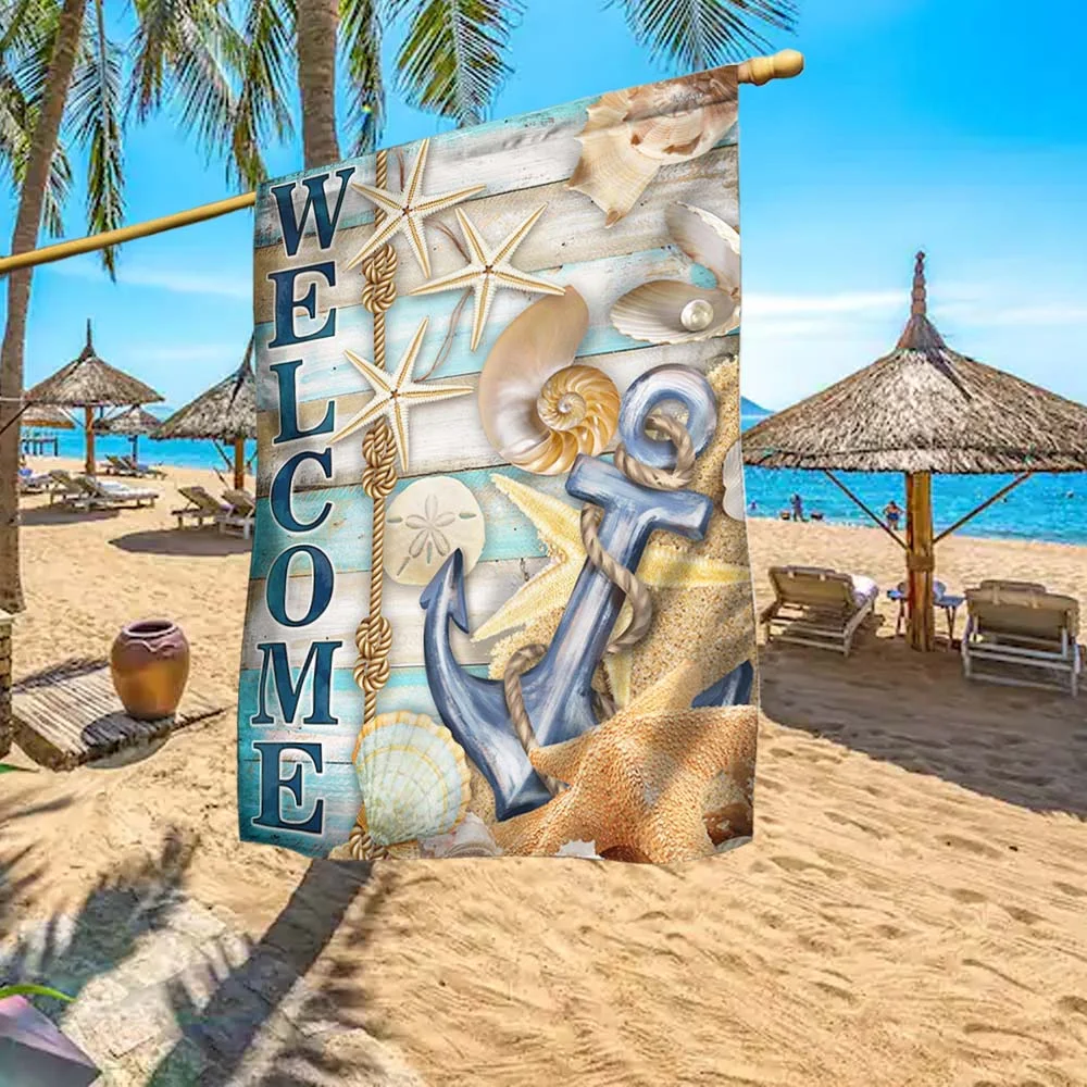 Welcome Beach Hello Summer Vacation Flag