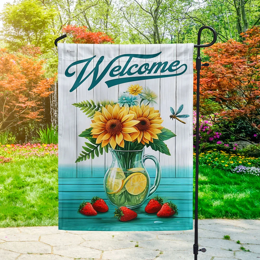 Welcome Summer Floral Flag