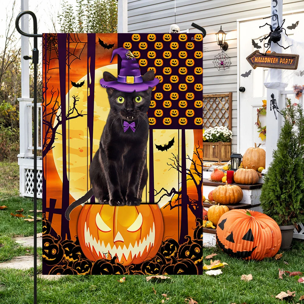 Black Cat Halloween Flag