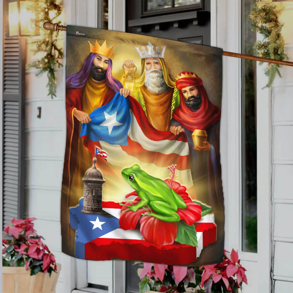 Coqui Frog Three Kings Christmas Puerto Rico Flag