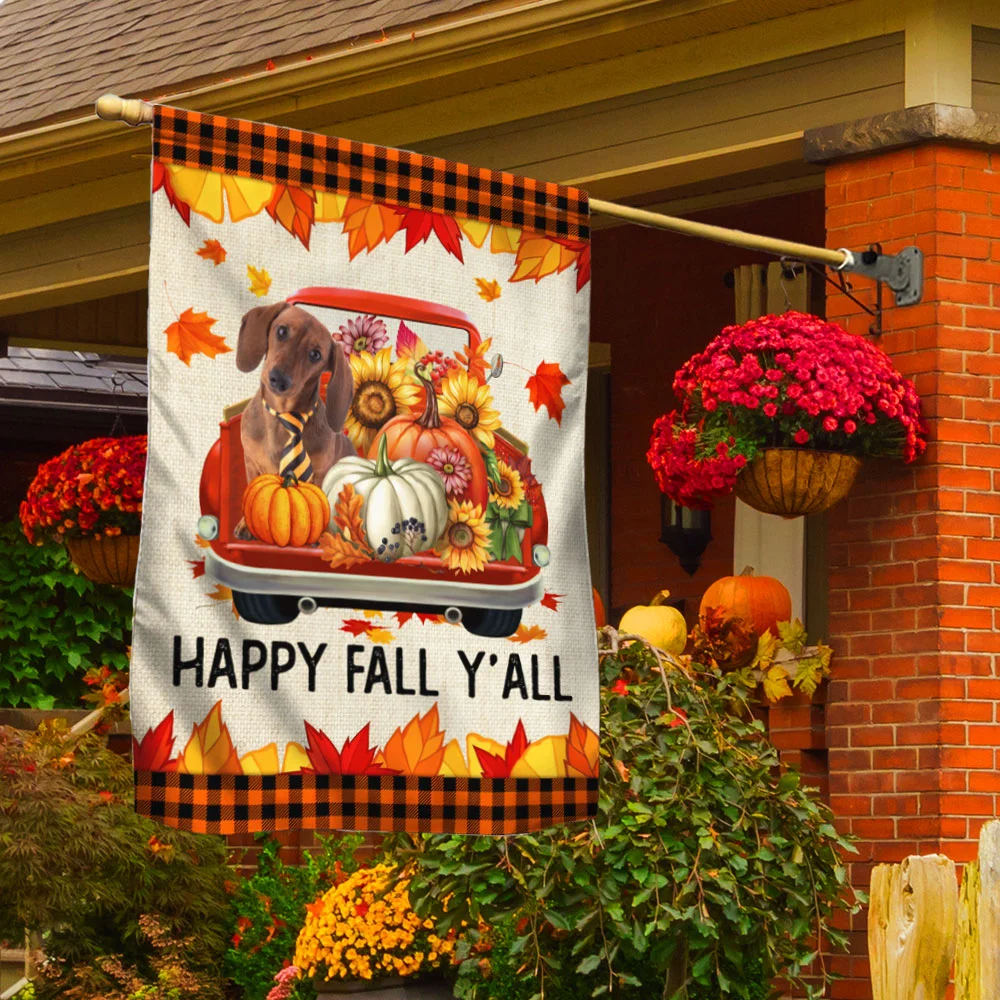Dachshund Flag Happy Fall Y’all