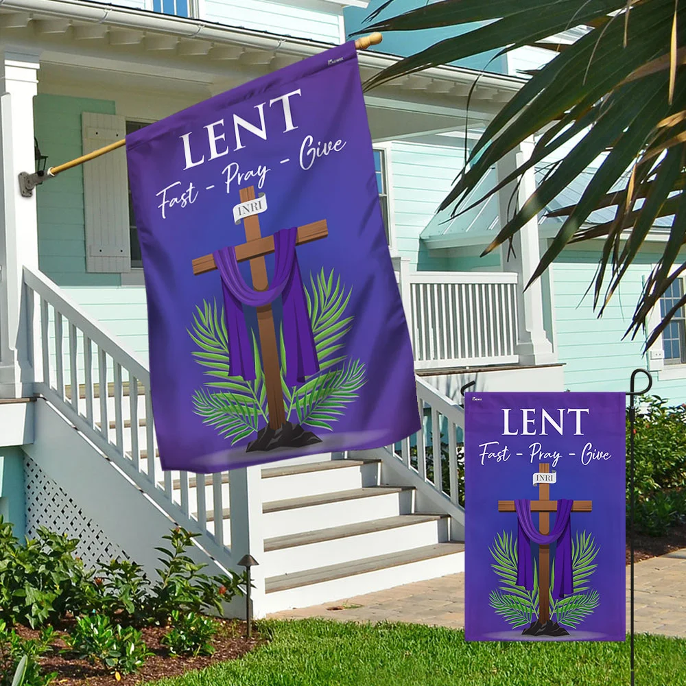 FLAGWIX Lent Season Fast Pray Give Jesus Christian Cross Flag