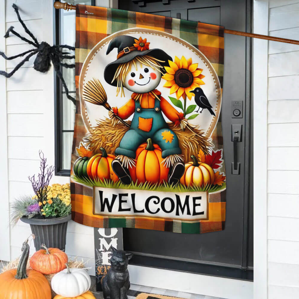 Fall Flag Happy Fall Y’all Scarecrow Harvest Pumpkin Flag