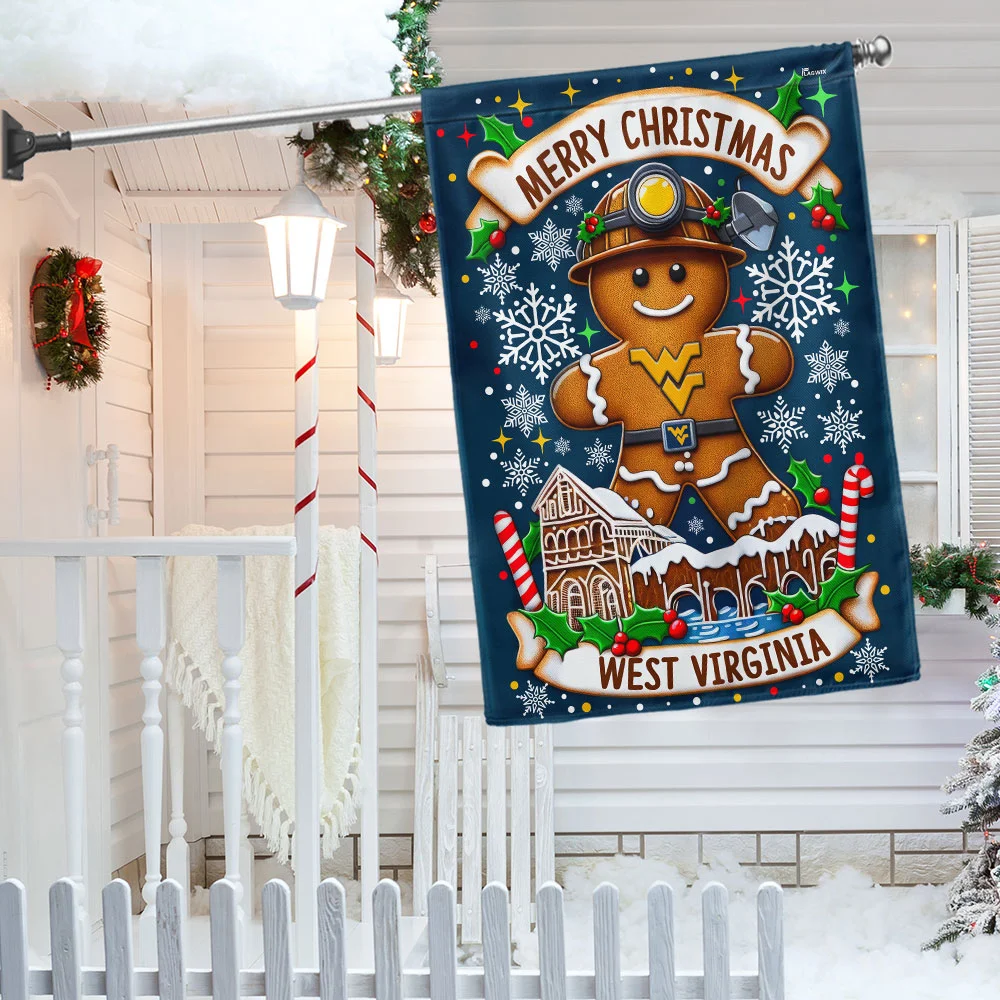 Gingerbread Merry Christmas West Virginia Flag