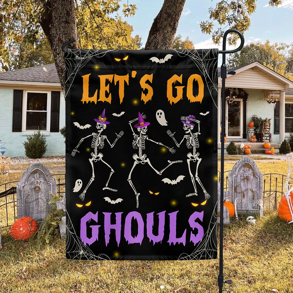 Halloween Dancing Skeleton Flag Let’s Go Ghouls