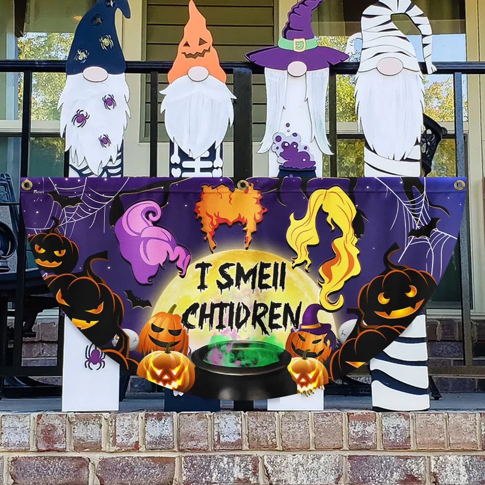 Halloween Three Witches I Smell Children Non-Pleated Fan Flag