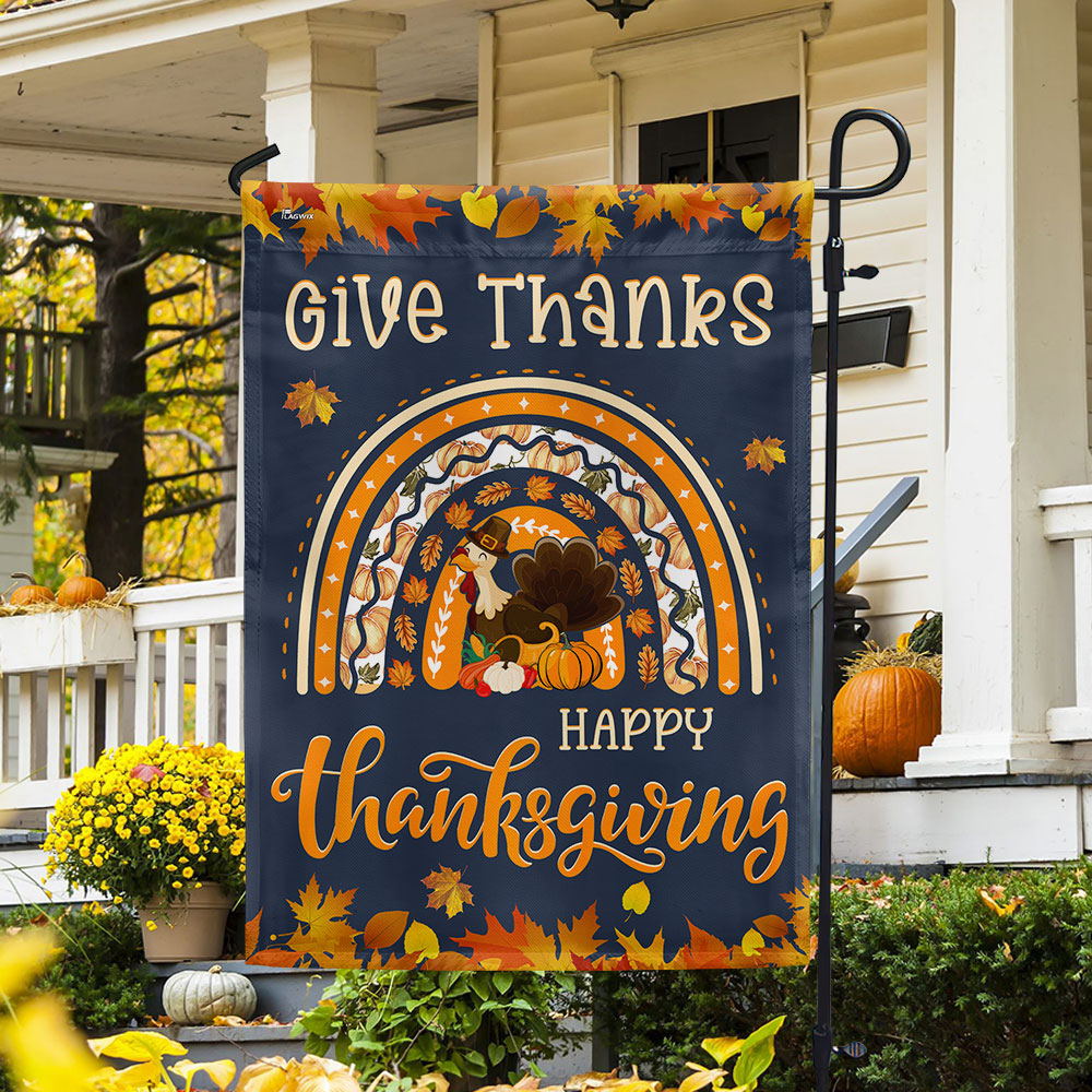 Happy Thanksgiving Rainbow Give Thanks Flag