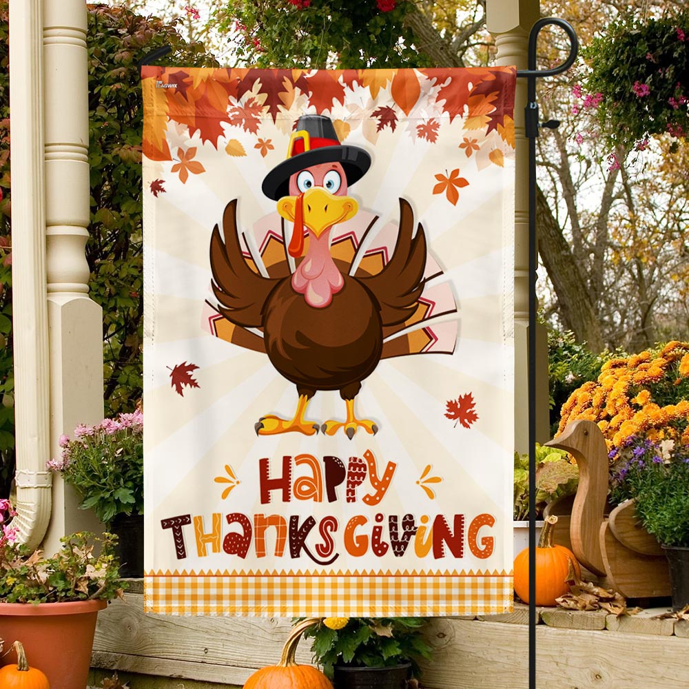 Happy Thanksgiving Turkey Fall Flag