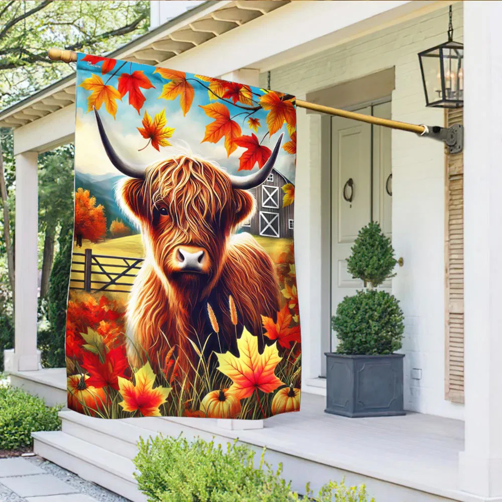 Highland Cow Fall Flag