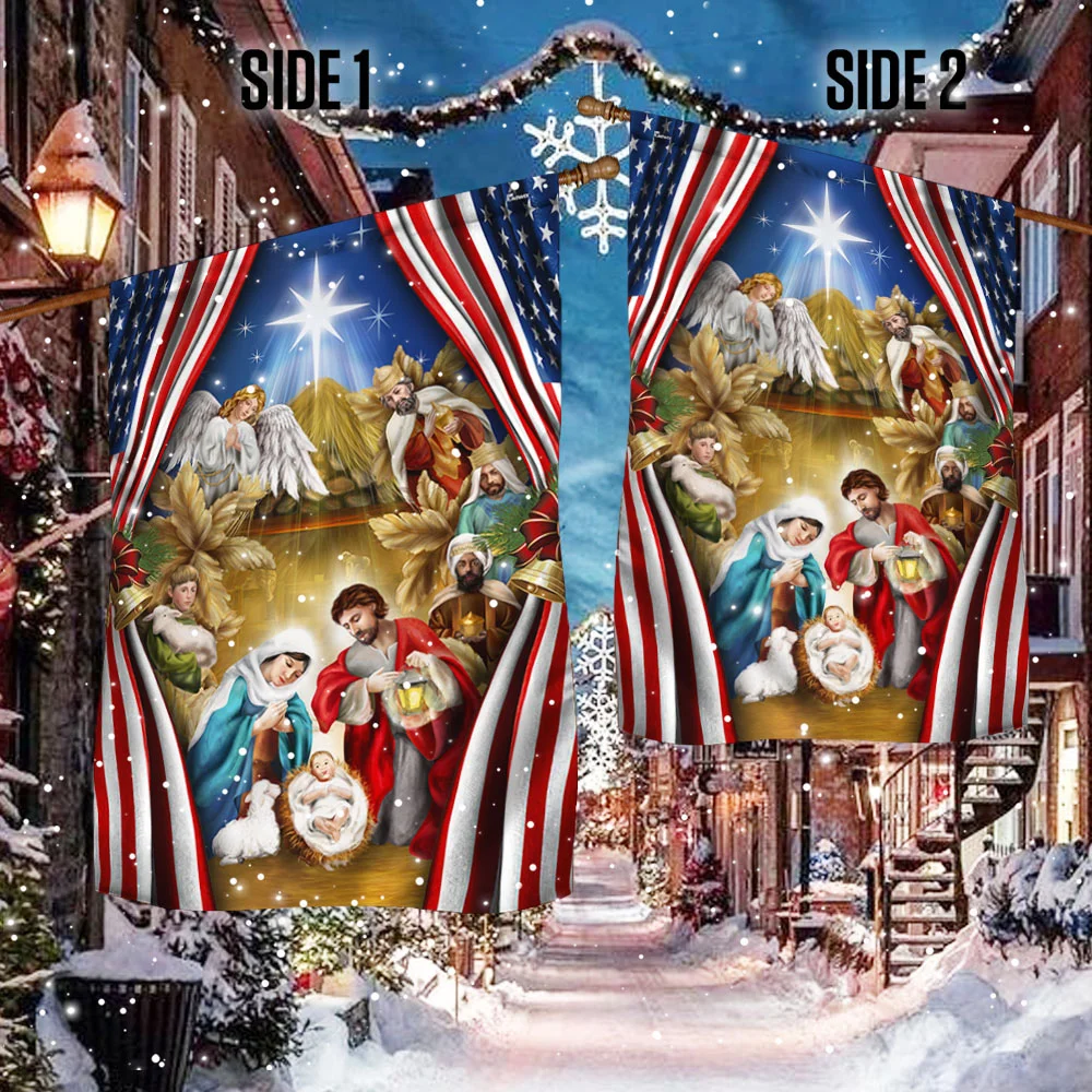 Jesus Family, Nativity of Jesus Christmas American Flag