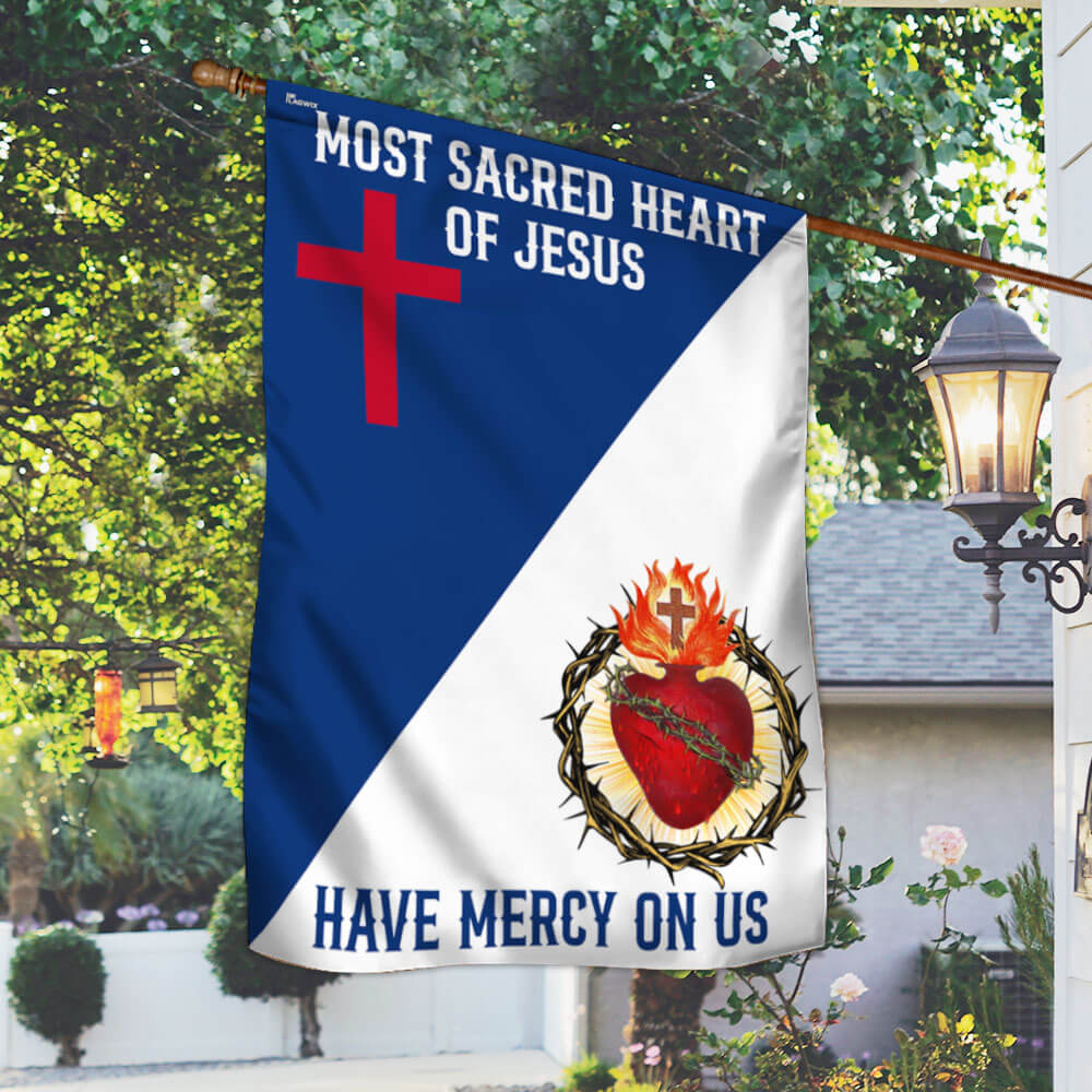 Sacred Heart Of Jesus Have Mercy On Us, Jesus Christian Catholic Flag