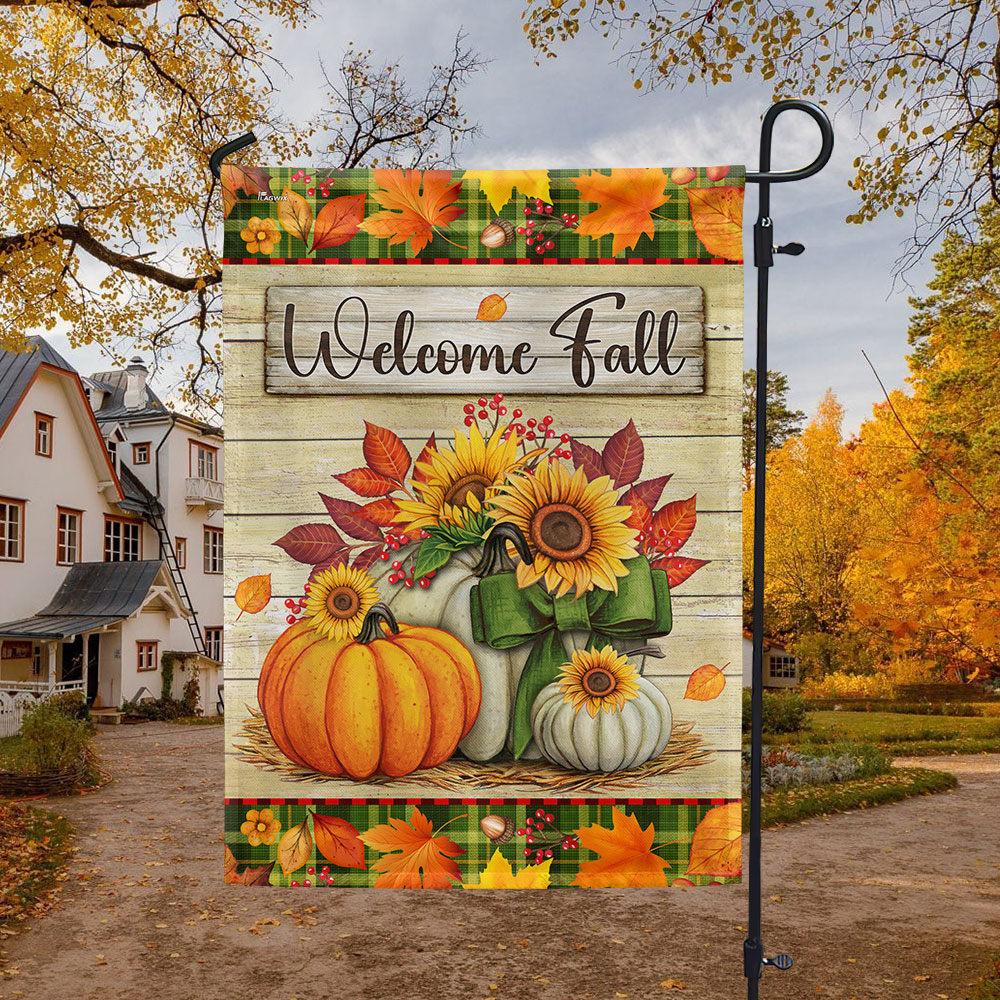 Welcome Fall Pumpkins Harvest Thanksgiving Flag