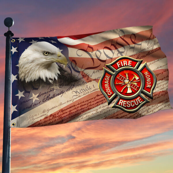 Firefighter Flag American Eagle Firefighter Grommet Flag