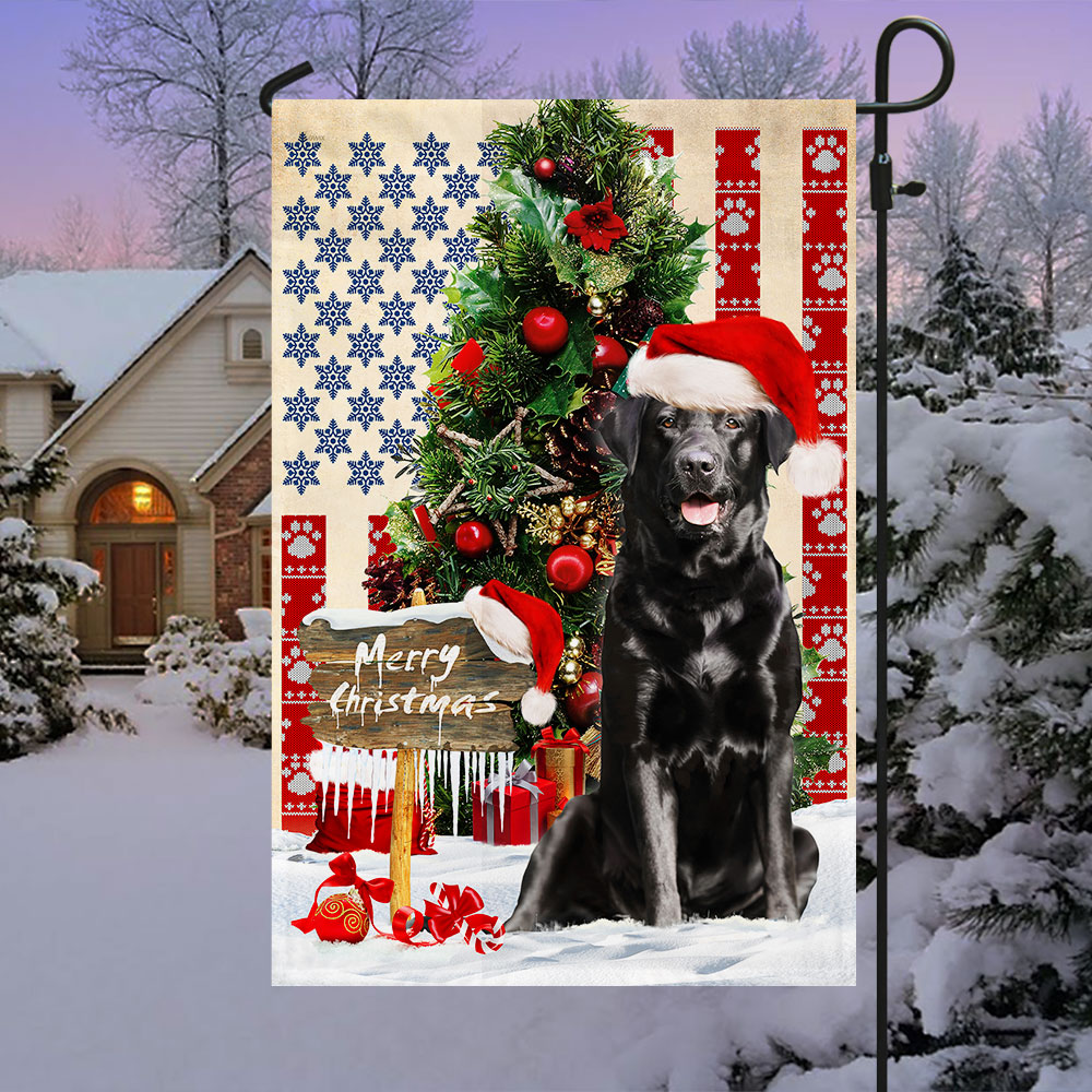 Black Labrador Retriever Dog Christmas American Flag