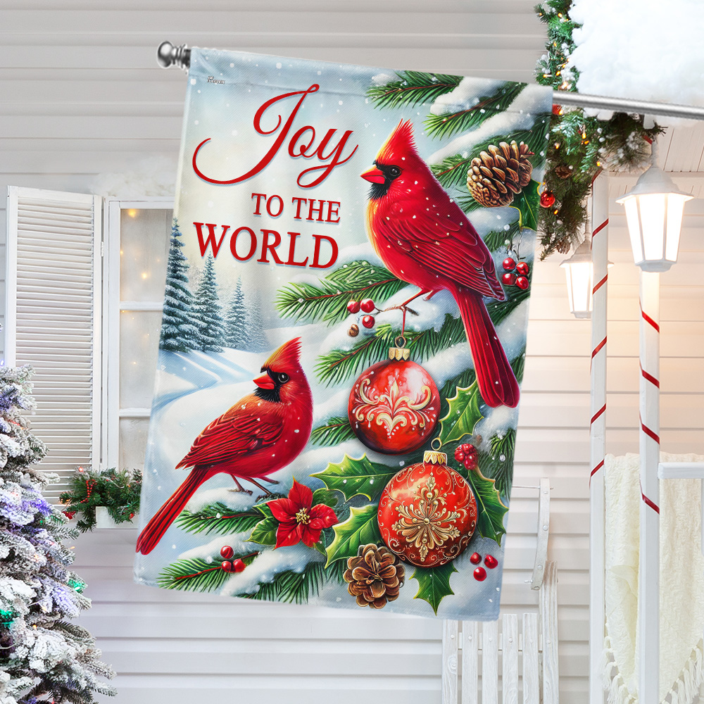 Cardinal Christmas Joy To The World Flag