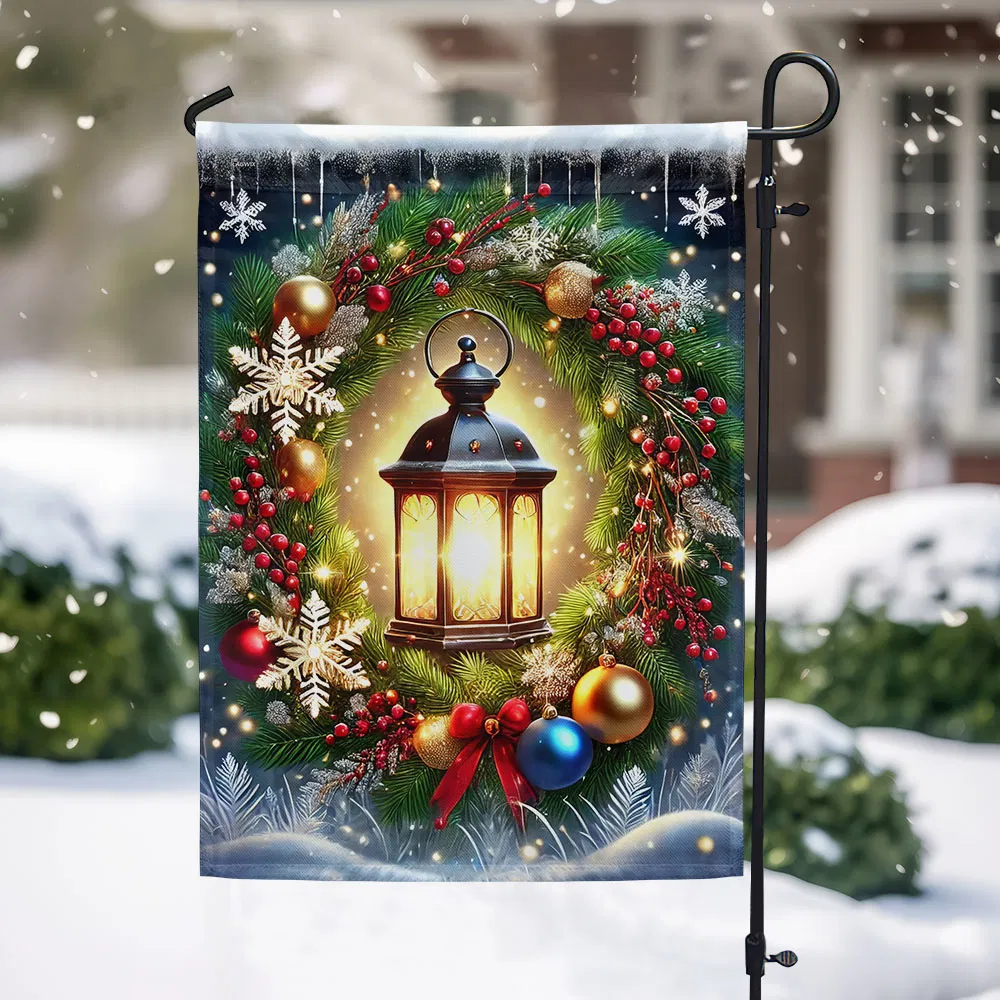 Christmas Lantern Wreath Winter Flag