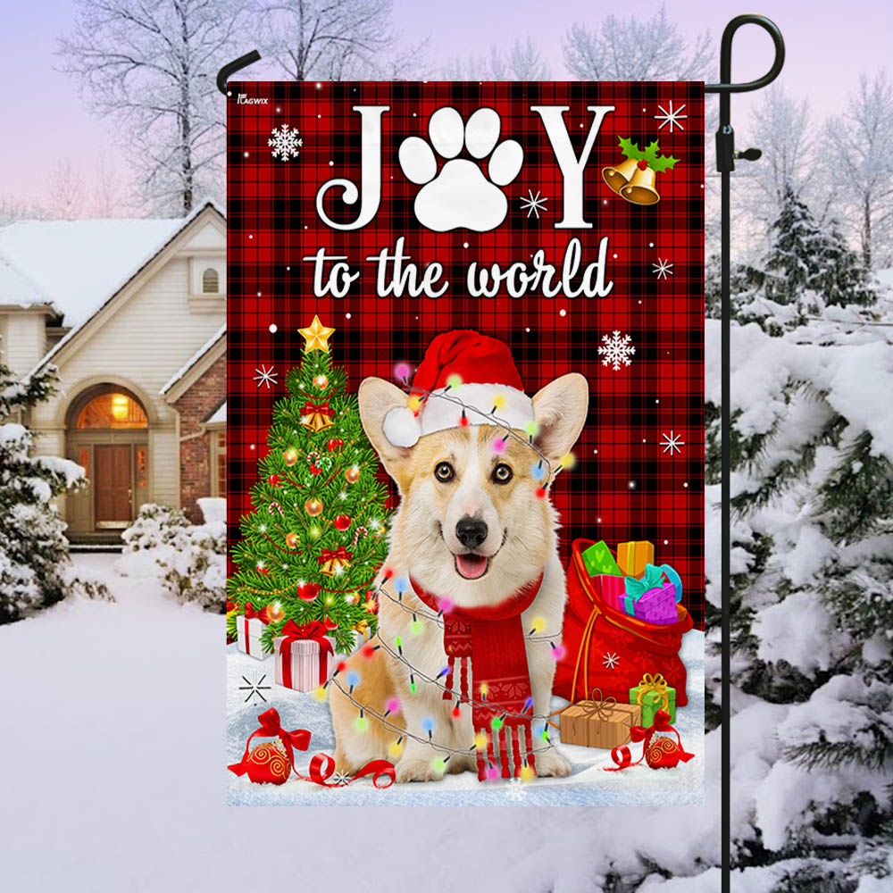 Corgi Christmas Flag Dog Joy To The World