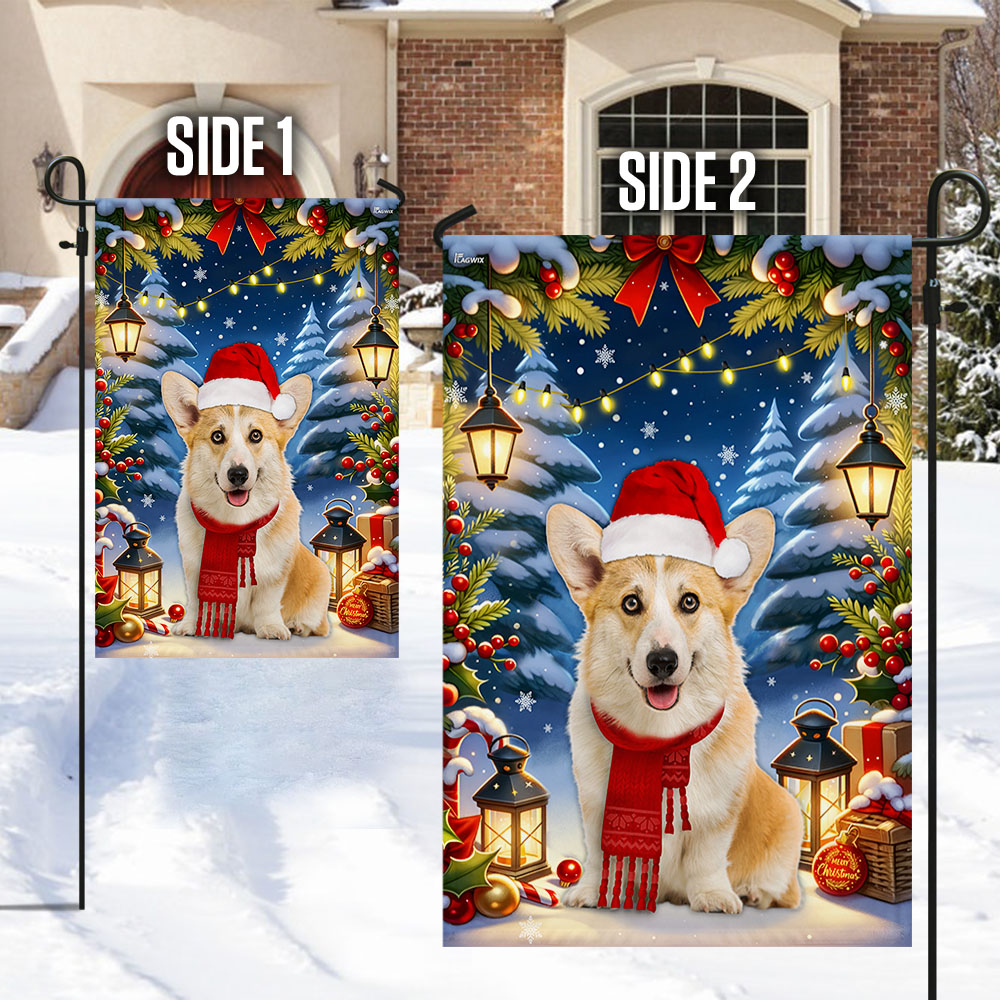 Corgi Dog Christmas Flag