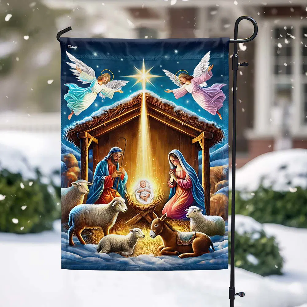 Nativity Of Jesus Oh Holy Night Christmas Flag