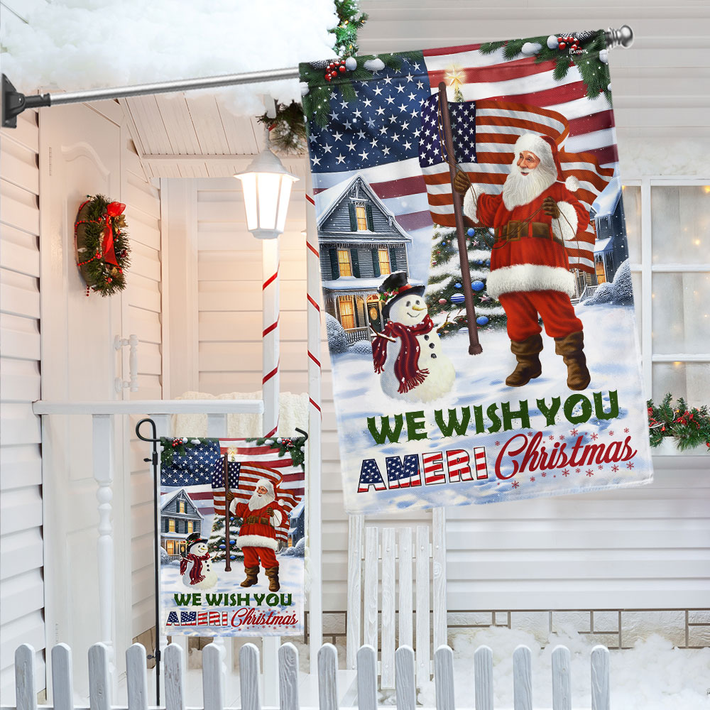 Santa Claus, We Wish You Ameri Christmas, American Flag