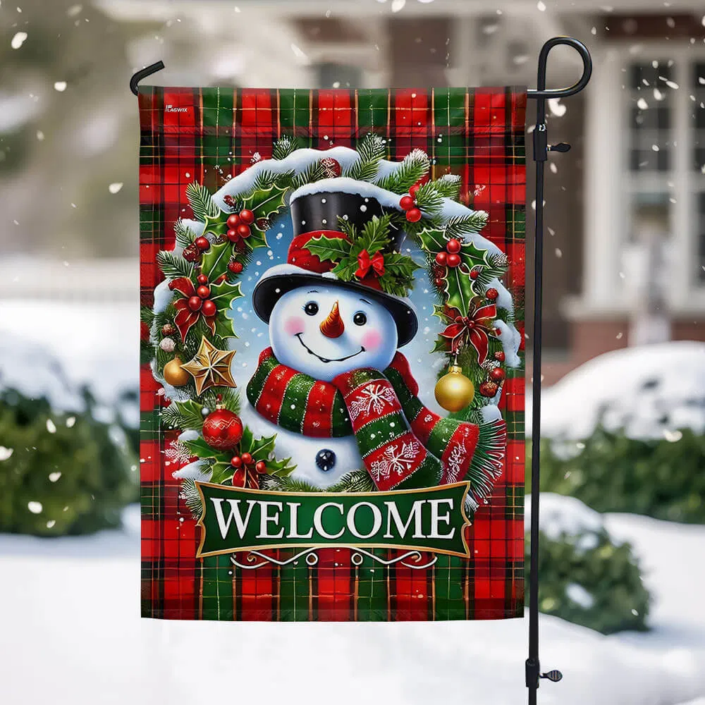 Snowman Christmas Welcome Holiday Winter Flag