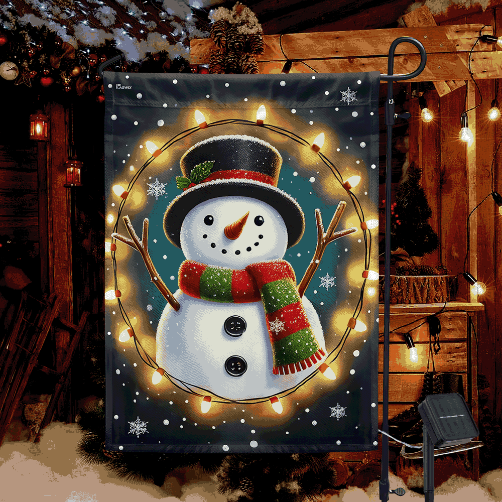 Snowman Winter Christmas Solar LED Garden Flag