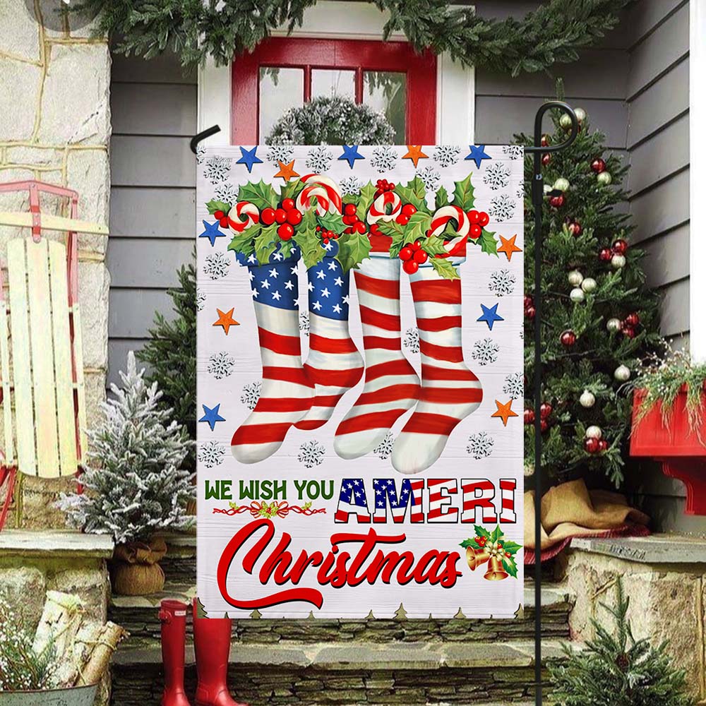We Wish You Ameri Christmas American Flag