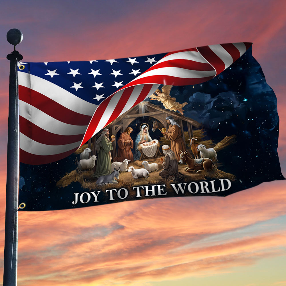 Nativity Of Jesus Christmas Joy To The World Grommet Flag