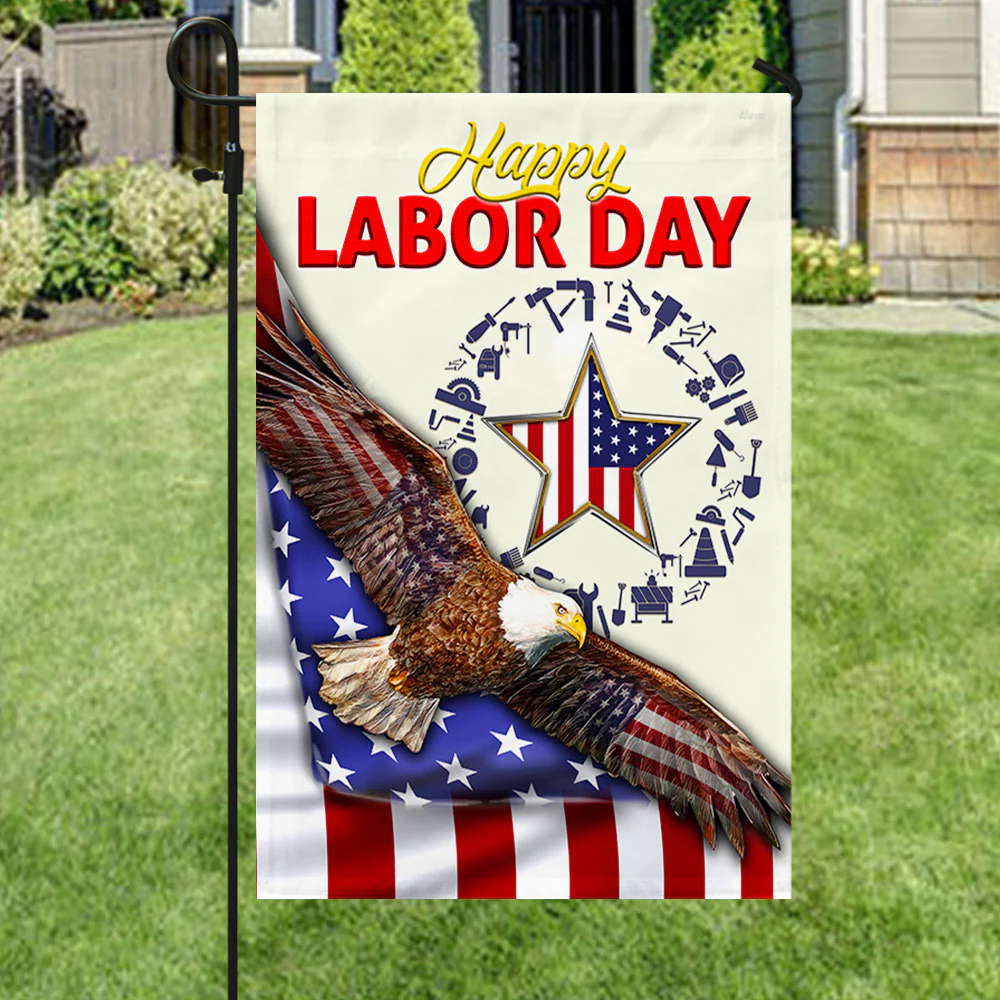Happy Labor Day Flag American Eagle